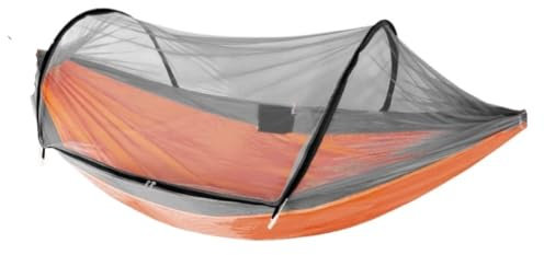 Hängematte Outdoor Anti-Moskito-Hängematte Automatisches Schnellöffnen Mit Moskitonetz Fallschirmtuch Einzel Doppel Tragbar Outdoor Hängematte(Orange)