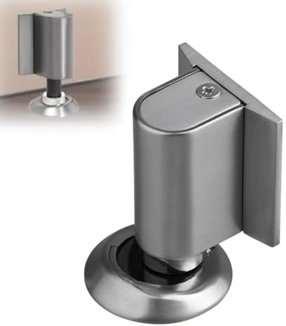 YFCJYBF Magnetischer Türstopper Boden Selbstklebend - Höhenverstellbarer Türhalter ohne Bohren mit Band-Wandschutz (Silbrig)