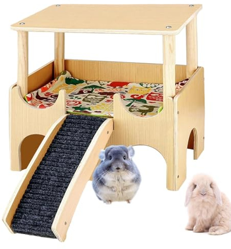 Chinchilla Haus Doppelschicht Haus Spielplatz Kleine Tierspielzeug Unterkunft mit Leiter Chinchilla-Käfig Zubehör für Kaninchen Frettchen Rennmäuse