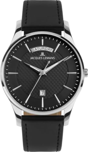 JACQUES LEMANS - Armbanduhr Date London - Quartz Uhrwerk - Gehäusedicke: 8 mm - Gehäusebreite: 40 mm - Edelstahl - 5 ATM