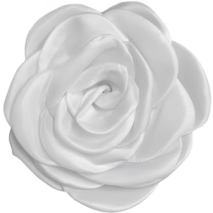 Zierliche Satin-Rosen-Brosche für Hochzeiten und Veranstaltungen, 10 cm, handgefertigte Stoff-Blumennadel mit Clip, Doppelzweck-Revers-Accessoire, Schmuck für Damen und Herren (Geschenkbox)