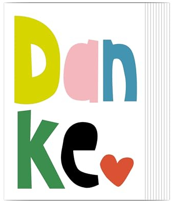 DebbysKreativkram 10 Karten Danke im Set | bunt | A6 | bunte Grußkarte Danke | 10 Stück | Dankeskarte | Postkarte kleines Dankeschön | Geschenk für Erzieherin, Lehrer, Kollegen, Trainer, Abschied