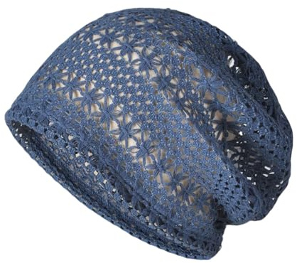 Hrlace Damen Strickmütze Sommer Häkelmütze mit Lochmuster Slouch Beanie | Gestrickte Mütze Häkeloptik, leichte Sommermütze für Frühling, Alltag, Urlaub, Strand, Reisen und Freizeit