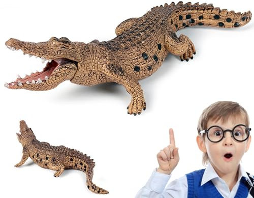 Pesoncarl Alligator -Spielzeugfigur, 7,1 x 2,8 x 2 Zoll realistische Krokodilspielzeugfigur mit beweglicher Kiefer, Plastikwildtier für Jungen und Mädchen, Spielzeug, Spielzeug