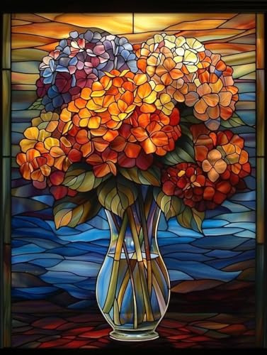 Diamond Painting Ortensia Diamond Painting Adulti, Pittura Diamante Astratto, 5D Diamantini Crystal Art, Fai da Te Principiante Ricamo a Punto Croce Artigianale Kit, Decorazioni Casa 40 x 55 cm -yx6WS