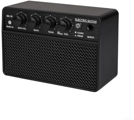 Niceminiwall Amplificatore per chitarra elettrica, KG-10 Amplificatore portatile per chitarra,Altoparlanti stereo per amplificatore per chitarra acustica,Tono pulito/azionamento,Amplificatore