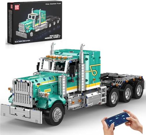 Mould King 13201 Technik Ferngesteuerter Amerikanisches LKW Klemmbausteine Bausteine, 2064 Teile MOC Technologie LKW Modell für ab 14 Jahren/Erwachsene/Sammler
