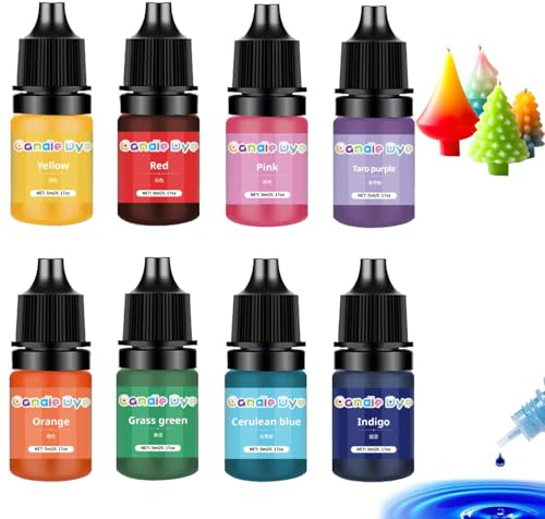 Kerzenfarbe, Kerzenwachs Farbe, 8 Farben Wachs Kerzen Farbe, Farbes für Kerzenwachs, Hochkonzentrat Flüssiger Kerzen Farbes für Kerzenwach, Sojawachs, Paraffinwachs, Gelwachs - je 5 ml