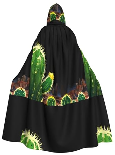 WHJSHOP Kaktus mit gelben Blumen, Halloween-Umhang mit Kapuze, kein Reißverschluss, bequem und langlebig für Rollenspiele
