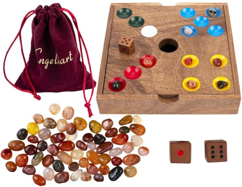 Schweinchen Spiel Aus Holz Mit 60 Naturstein-Spielsteinen Und Würfel | Schweinerei Spiel Für 2–6 Spieler Ab 6 Jahren, Mit 60 Natursteinen, Würfel Und Holzbox – Geschenk Für Erwachsene Und Familien