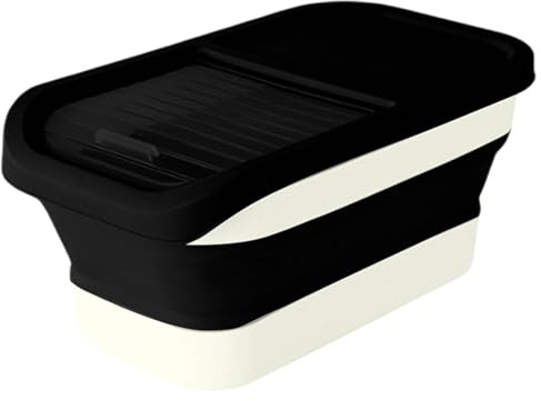 Hundefutter Aufbewahrung 12-15 kg luftdicht mit Klappdeckel Rädern faltbare Futterbox Hund Katze futtertonne hund Tierfutterbehälter mit Messbecher bis zu 30 lbs BPA-frei Polyethylen (Black)