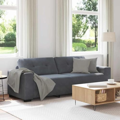 HETFTJN 3-Sitzer Samt Couch Dunkelgrau 221 x 78 x 80 cm mit 180 cm breiter Liegefläche Modernes Design Robust und Bequem für Wohnzimmer Schlafzimmer Büro Balkon und Lounge