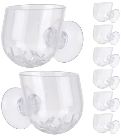 LOLIPPYY Lot de 8 Vases Suspendus en Acrylique Transparents pour Aquarium Supports Muraux Ovales 4 X 36 X 36 CM avec Ventouses Jardinières Hydroponiques pour Plantes Aquatiques et