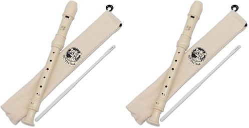 Flötenlilli EH 3908 Blockflöte aus Kunststoff für Kinder, Sopran, deutsche Griffweise, Tasche, Wischerstab,Soprano Recorder (Packung mit 2)