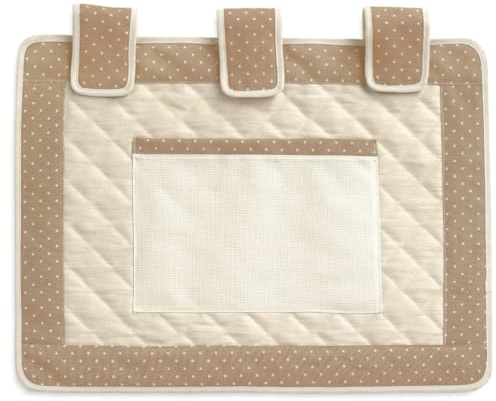 Copriforno con Tasca in Tela Aida per Ricamo Punto Croce, Copriforno Grande con Tasca in Tela Aida per Ricamo Punto Croce, Trapuntato, 54×42 cm (106 Pois Beige)