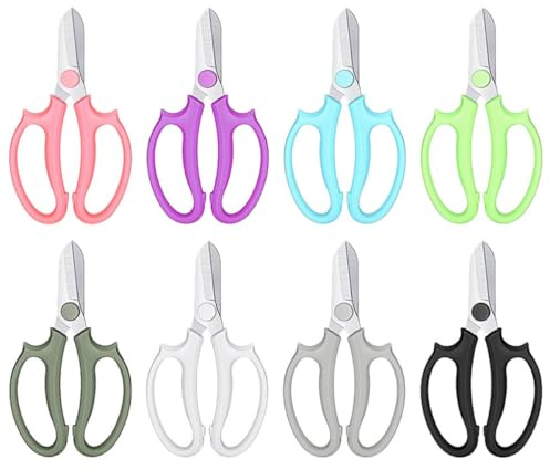 Milisten Ciseaux de Jardinage Professionnels 8 Pcs Multicolores, Sécateur à Contournement pour Fleurs et Fruits, Outil de Jardin Polyvalent pour Taille Précise et Cueillette en Extérieur