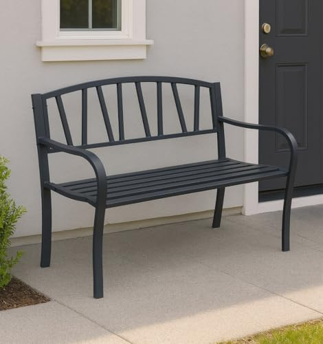 Gardissimo Gartenbank Harmony Anthrazit, Sitzbank, Wetterfest, 2-Sitzer, Parkbank, Balkonbank für Garten Terrasse Balkon bis 240 kg Belastbar, UV-beständig, Stahl