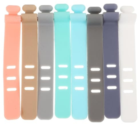 KALLORY Lot de 8 Attaches de Cordon en Silicone Réutilisables, Organiseurs de Câbles Pratiques pour Chargeurs et Câbles de Téléphone, Maison Bureau