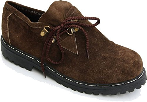 Trachenlederhosen24 costume shoes, made of genuine leather, traditional Bavarian costume shoes, dark brown, size: 7 - 11 - Brown - 46 EU