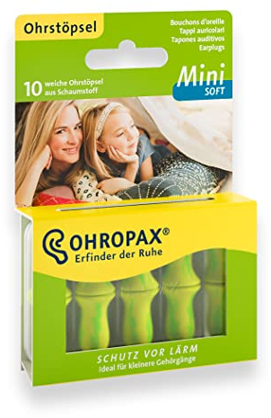 Ohropax Mini Soft Earplugs, Anatomically Shaped in-Ear Plugs, for The Small Ear Canal and for Children, Made of Foam, for Relaxing, Sleeping and Listening to Music, Pack of 10