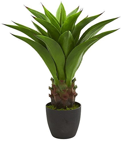 Nearly Natural, Agave, 76,2 cm Kunstpflanze, Kunststoff, Grün
