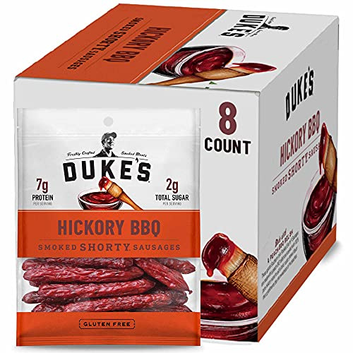 Duke's Pork Hickory Peach BBQ Smoked Shorty Sausages, 7g Protein Per Serving, 5 oz. (Pack of 8)