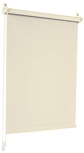 Sonello Tenda a rullo oscurante Klemmfix senza Forare 90cm x 150cm crema, tenda avvolgibile oscurante con morsetti e con catenella per finestre e porte, Blackout, opaco, Protezione Solare