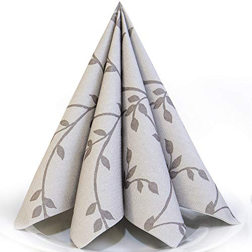 Servietten Fino Toskana grau Premium Airlaid, STOFFÄHNLICH | 50 Stück | 40 x 40cm | Hochzeitsserviette | hochwertige, edle Serviette für Hochzeit, Geburtstag, Party, Taufe, Kommunion | made in Germany