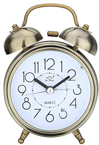dongzhifeng Alarm Clocks Bedside Mainpowered Retro Retro Mute Pointer Clock Horn Double Ringing Bedside Night Light Home Decor Bras