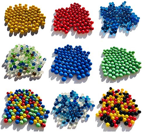 Verschiedene Glasmurmeln Murmel Murmeln 500g ca. 95 Stück 16mm Glas-steine Murmel Vasen-Füllungen blaue goldene rote grüne Murmeln rot blau klar gold Dekoschalen Murmelspiel Glas (Gold)