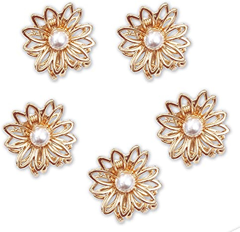 5STK Gänseblümchen Blume Gold-Ton kleine Metall Haarklammer für Damen Mädchen