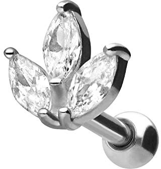 PIERCINGLINE Chirurgenstahl Ohrpiercing | Kristallblätter | Ohr Stecker Piercing Schmuck | Farbauswahl