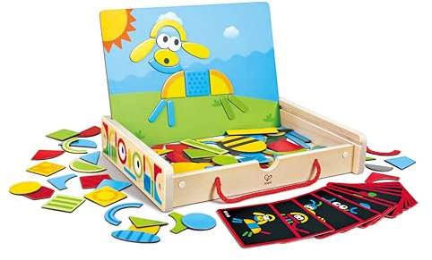 Hape Magnetische Kunstbox – Beidseitige Magnettafel mit Formen und Zubehör, tragbares Kreativ- und Motorikspielzeug, pädagogisches Bastel- und Motorikspielzeug, für Kinder ab 3 Jahren