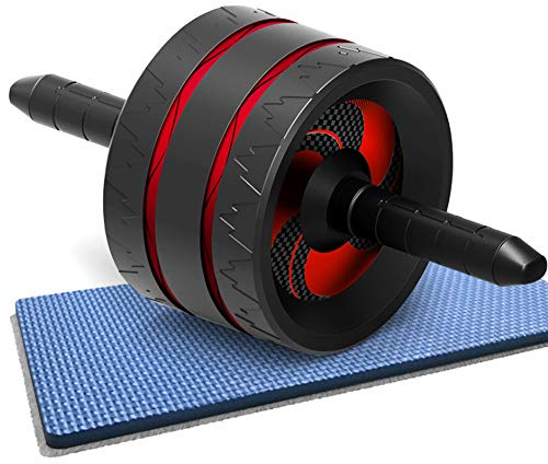Maxiliving Bauchroller Bauchtrainer Dreirad- Set mit Kniematte im Fitnessstudio oder zu Hause