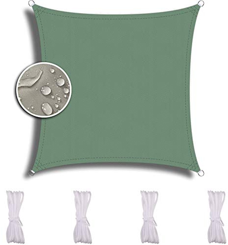 ZQXFZ Voile d'Ombrage Carré 3X3m, pour Jardin Terrasse Camping, ImperméAble Et RéSistante, Une Protection des Rayons UV, Auvent RéSistante Aux ImperméAble, Vert foncé