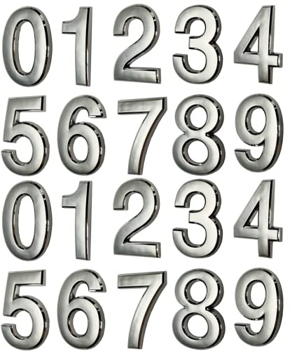 HopeWan Mailbox Numbers, Adhesive Door Number for House Home Room Office Business Project Address Sign, Modern Silver Shining. (2.75 - Pack of 20, Silver)