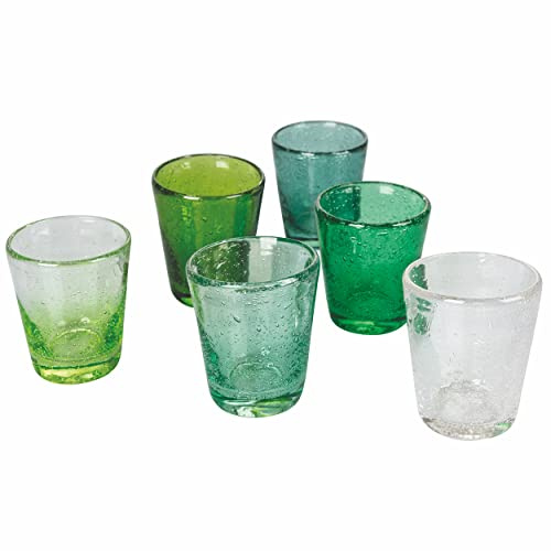 Cancun Greenery Set aus 6 Wassergläsern aus mundgeblasenem Glas, 330 ml