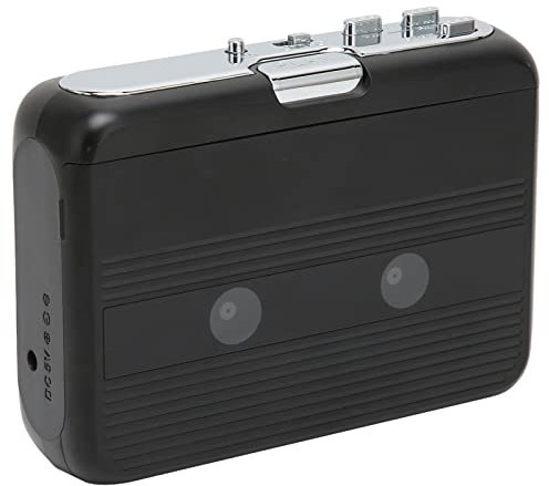 Reproductor de Casete Portátil, Reproductor de Cinta Bluetooth, Radio FM Estéreo, Reproductor/Grabador de Cinta de Casete con Auriculares, Función de Marcha Atrás Automática(Negro)