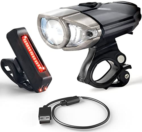 Bike Lights-USB Rechargeable Bike Light Set-Powerful LED Bicycle Front and Tail Light-Waterproof Easy to Install Light Sets