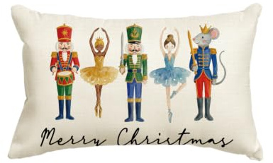 Artoid Mode Aquarell Nussknacker Merry Christmas Weihnachten Kissenbezug, 30x50cm Winter Zierkissenbezug Couch Wohnzimmer Deko