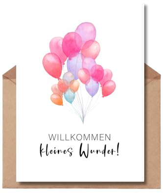 The Life Barn Postkarte mit Umschlag Willkommen kleines Wunder Geburt | Hochwertige Karte auf 350g Papier, inkl Kraftpapierumschlag