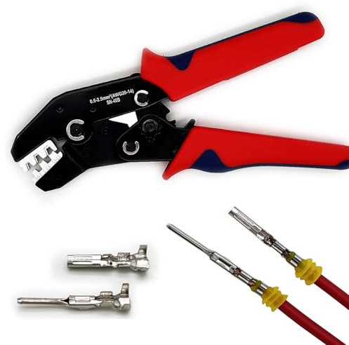 Twippo Crimping Tool with Ratchet, Ratcheting Wire Crimper Tool for Open Barrel Terminal Connectors, Electrical Crimping Tool, Crimping Pliers for 20-14 AWG