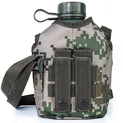 Bottiglia d'Acqua della Mensa Militare, Custodia per Cintura di Copertura in Nylon Rinforzata in Alluminio, capacità 1 Litro di Bottiglie d'Acqua Portatili con Spalla