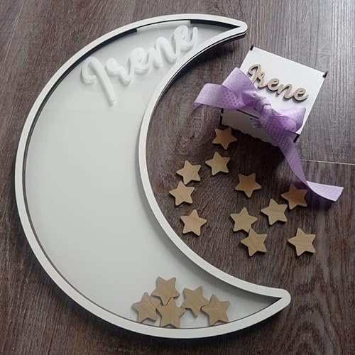 Madera de Boj | Cuadro de Firmas Luna | Ideal para todo tipo de Celebraciones | Fabricado en Madera Natural y Metacrilato de Alta Calidad