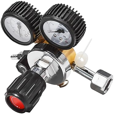 SHYISY Druckregler CO2-Flaschenregler, Kohlendioxid, CO2-Regler, Druckminderer for Getränke, Bier, W21.8, Doppelmessgerät