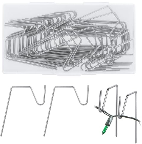 50pcs Christmas Hooks, Metal Outdoor Christmas Light Hangers for Gutters, Weatherproof Holiday Light Clips