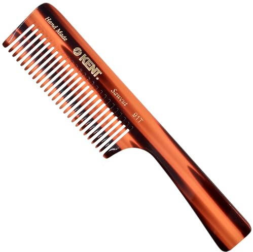Kent 91T Wide Tooth Detangler Hair Comb for Women and Men - for Curly and Wavy Hair - Wet Hair Comb, Large Handle Wide Tooth Shower Comb for Effective Detangling, Saw-Cut Hand Polished made in England