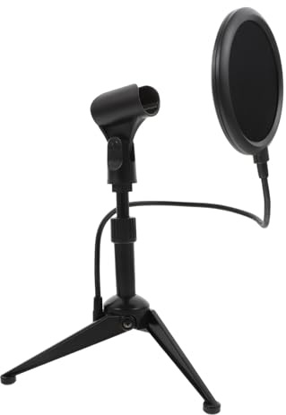 SUPVOX 1set Asta Microfono Da Tavolo Con Filtri Antivento Supporto Pratico Per Registrazioni e Performance Live Design Compatto e Leggero Base Stabile e Resistente Colore Nero