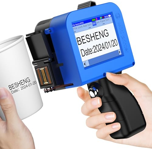 Mini Handheld Inkjet Printer, Handheld Printer Portable with 42ml Fast-Drying Solvent Ink Handheld Inkjet Printer Gun for Date/Batch/QRcode/Barcode Handheld Printer for Any Surface (MP10, 0.5inch)