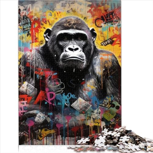 1000 Teile Puzzle für Erwachsene im Banksy-Stil, Gorilla-Kunst-Puzzle, Premium-100% recyceltes Brett für Kinder ab 14 Jahren, Puzzles für Erwachsene und Teenager (26 x 38 cm)